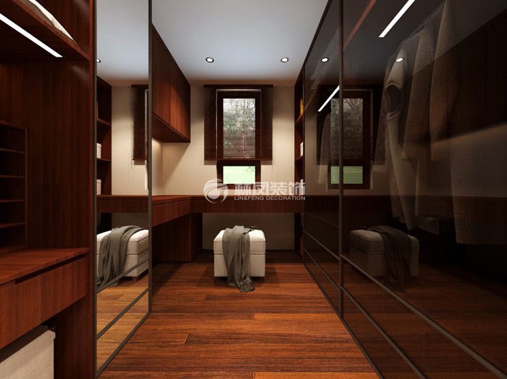 新中式風格衛(wèi)生間改造為衣帽間裝修效果圖