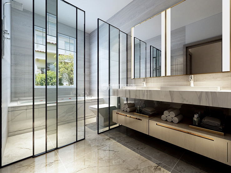 輕奢風格衛(wèi)生間干濕分離設(shè)計裝修效果圖