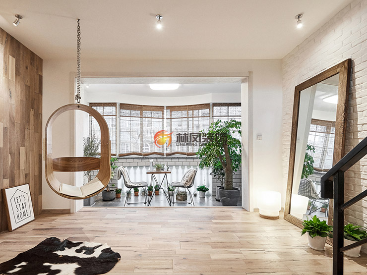 工業(yè)風格客廳木質(zhì)地板裝修效果圖